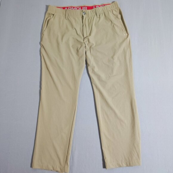 Under Armour Golf pants men's size 40X30 beige colour active wear loose fit - Picture 1 of 15